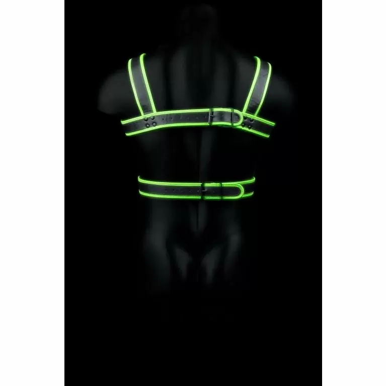 Светящаяся портупея из экокожи Body Harness - Glow in the Dark (L/XL)