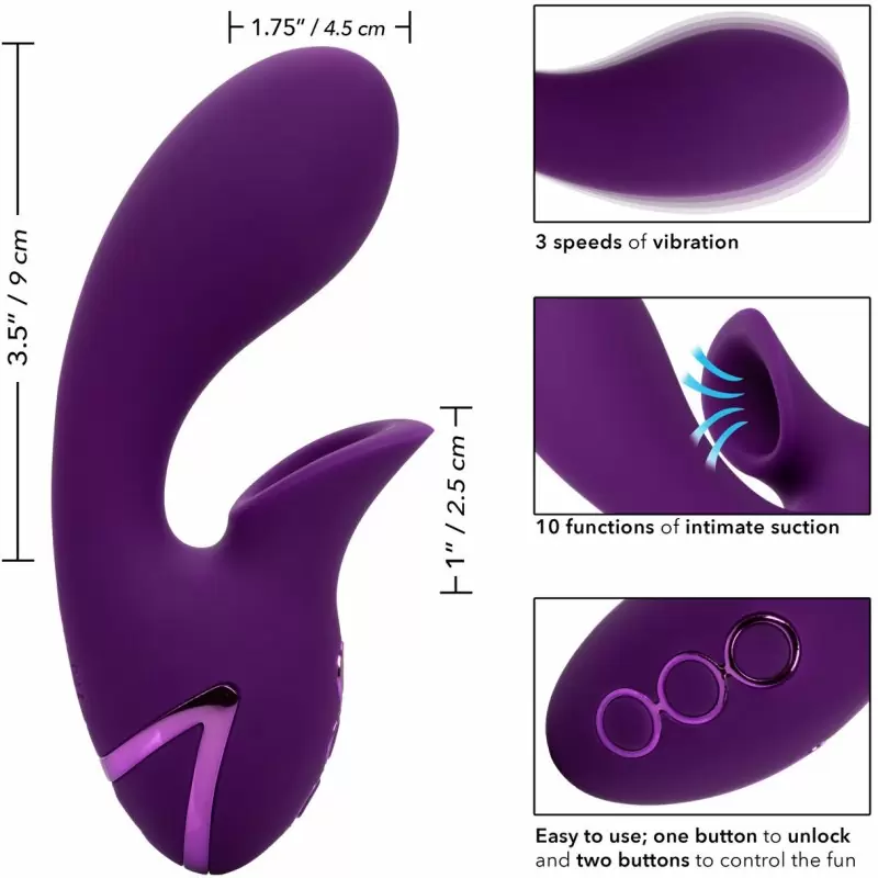 Вакуумный вибратор-кролик California Dreaming Huntington Beach Heartbreaker, 14 см, силикон, фиолетовый