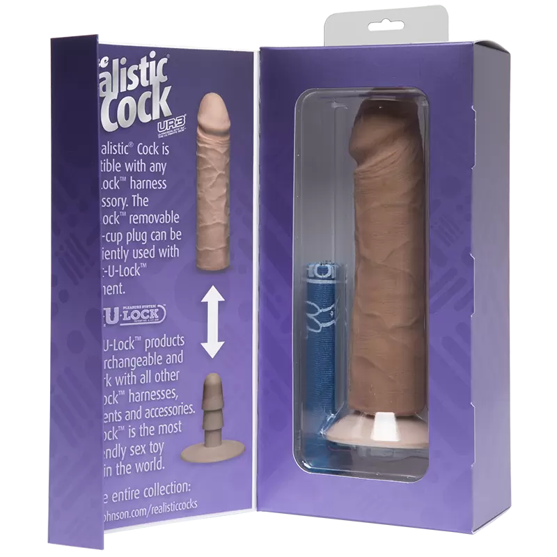 Фаллоимитатор реалистик Realistic Cock UR3 8” без мошонки – коричневый