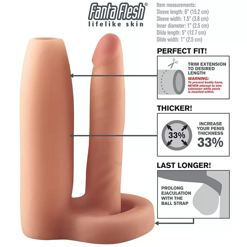 Насадка увеличитель Double Trouble Girth Gainer для двойного проникновения – телесная