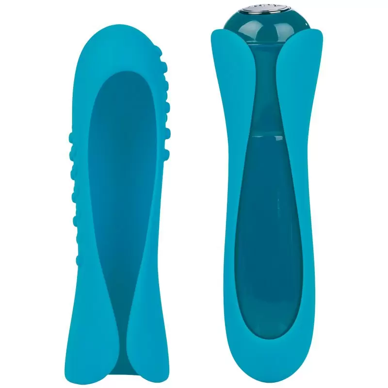 Дизайнерский мини массажер с двумя насадками Io - Blue