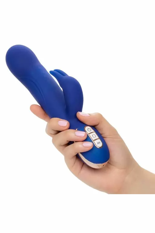 Прямой вибратор-кролик Jack Rabbit Signature Rotating Beaded, с функцией ротации, 22,8 см, синий