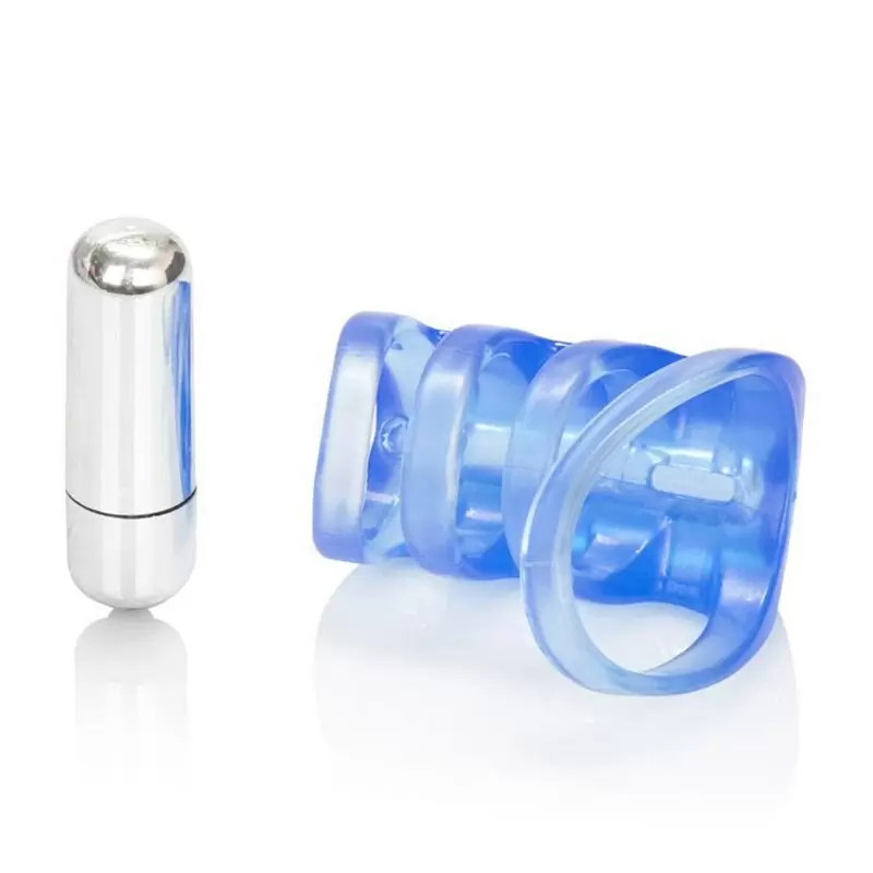 Эрекционная сетка для пар Couple's Pleasure Cage с вибрацией – голубой