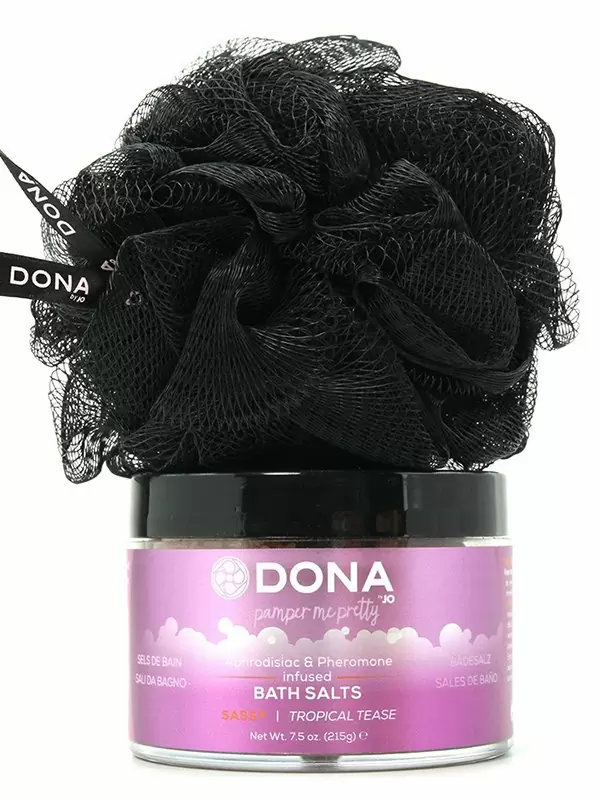 Подарочный набор Dona Be Desired Sassy: соль с феромонами и мочалка – тропический, 215 г