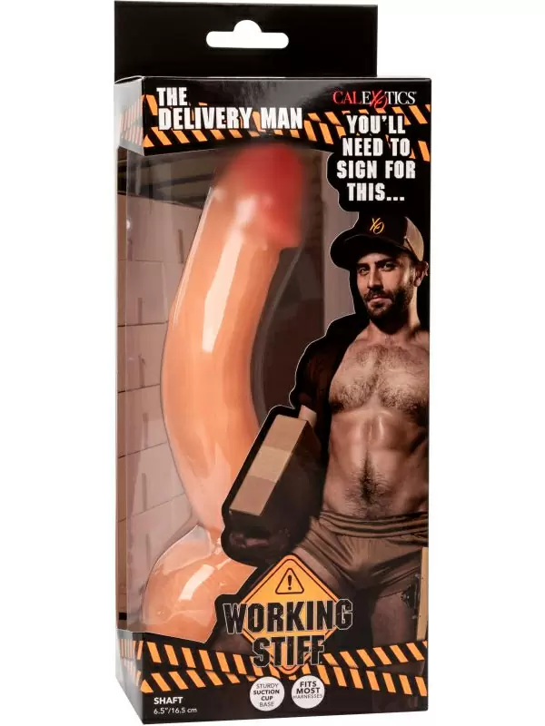 Реалистичный фаллоимитатор Working Stiff The Delivery Man, изогнутый, 21 см, ТПР, телесный 