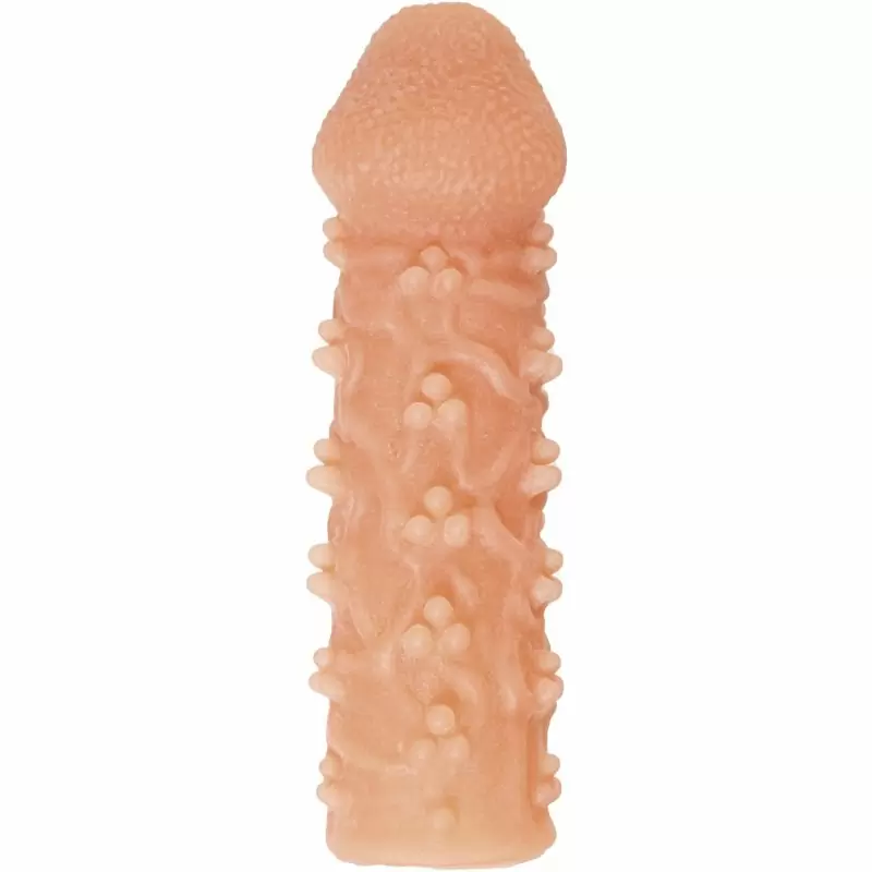 Реалистичная насадка на пенис с узором из мелких шариков и отверстием для мошонки «Cock sleeve» (средняя), Kokos