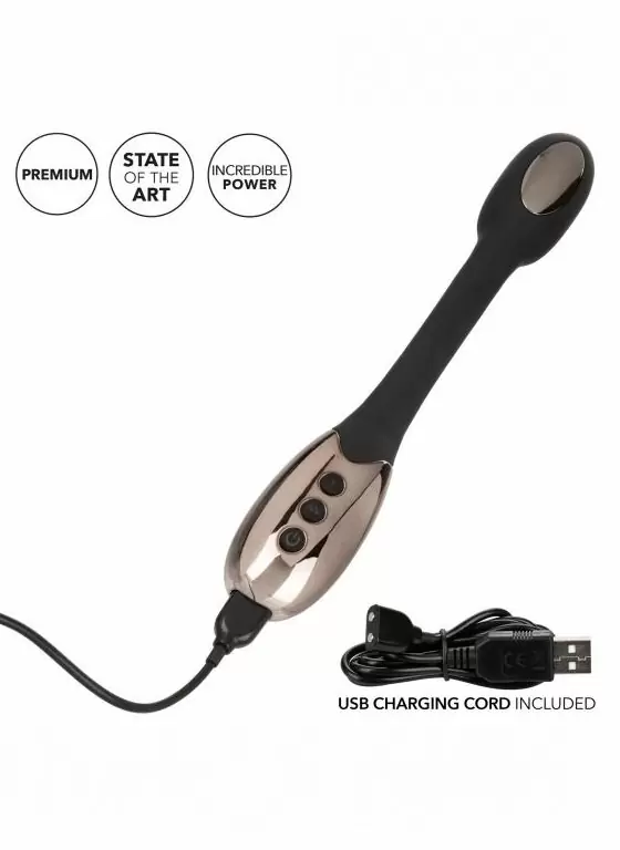 Гибкий вибратор с электростимуляцией Electro-Charge, 23,5 см, 12 режимов, черный