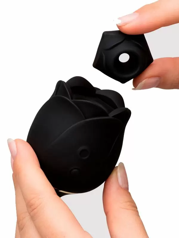 Бесконтактный стимулятор клитора Fifty Shades of Grey Dark Blushing Rose, 4 скорости, в форме розы, черный | Он и Она 18+