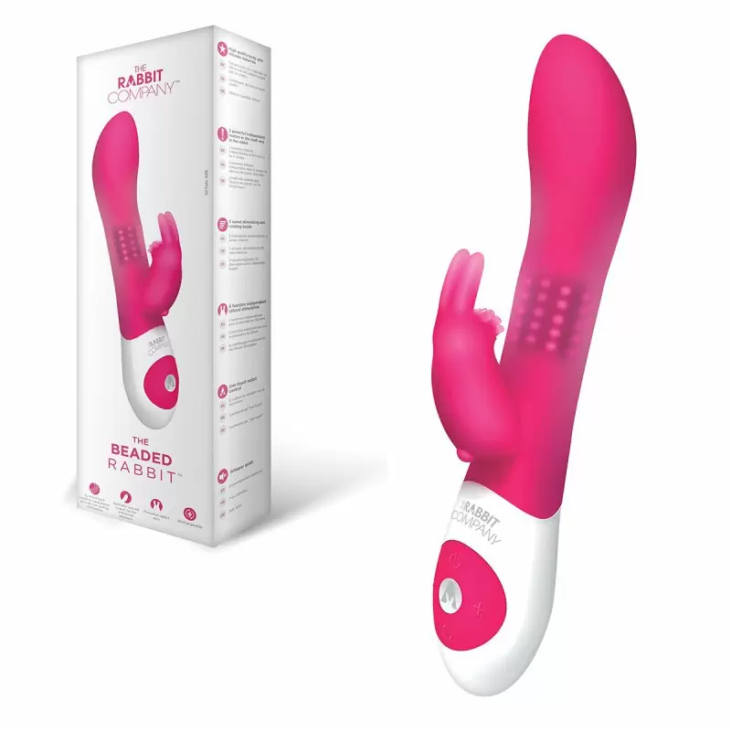 Многофункциональный вибратор с ротацией The Beaded Rabbit - малиновый