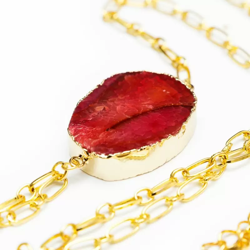 Золотистое колье на тело ручной работы с натуральным камнем Dolce Piccante Golden Vento - S