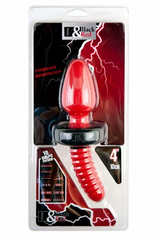 Анальная вибровтулка с удобной ручкой TOYFA Black&Red – красный