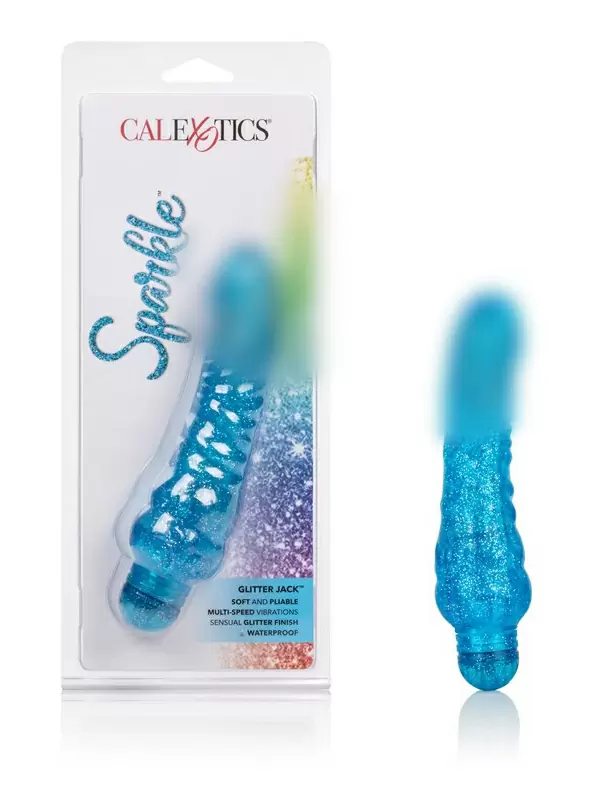 Блестящий вибромассажёр Calexotics Sparkle™ Glitter Jack™- голубой
