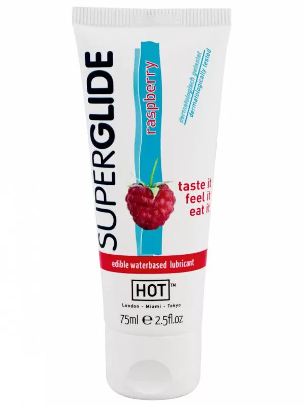 Съедобный лубрикант Super Glide Raspberry на водной основе - 75 мл