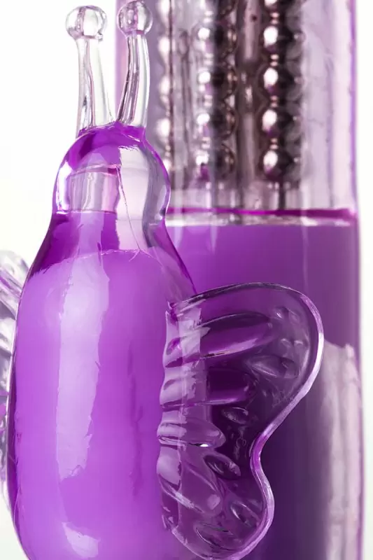 Вибратор с ротацией и клиторальным стимулятором бабочкой TOYFA A-Toys – фиолетовый