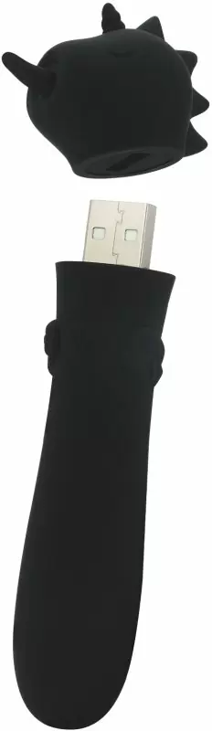 Вибропуля Unihorn USB - Wild Spirit со стимуляцией язычком, черный