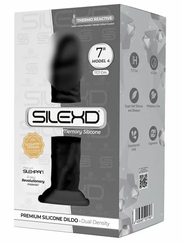Реалистичный фаллоимитатор SILEXD Model 4, 17,7 см, силикон, черный