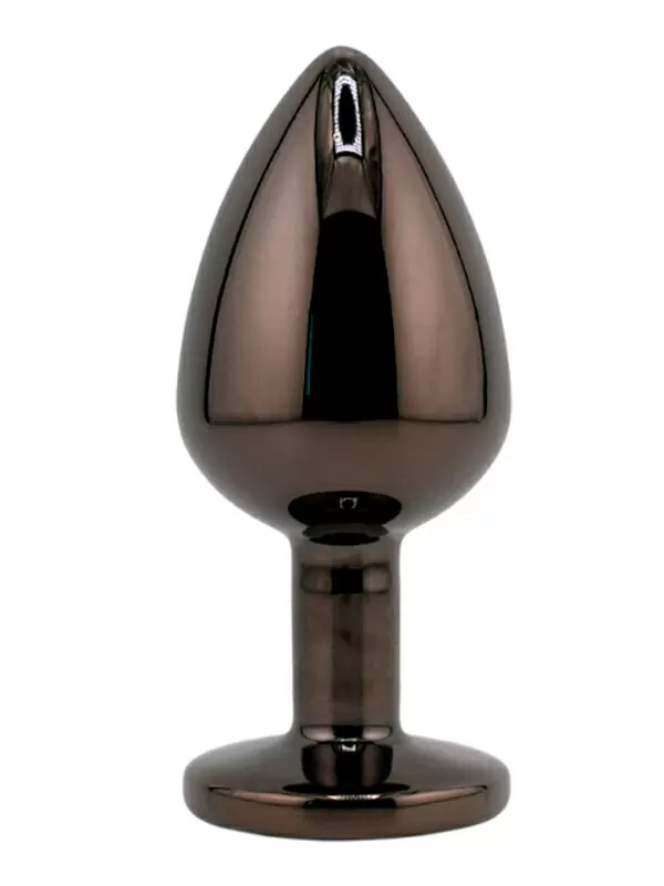 Черная алюминиевая анальная пробка с кристаллом Medium