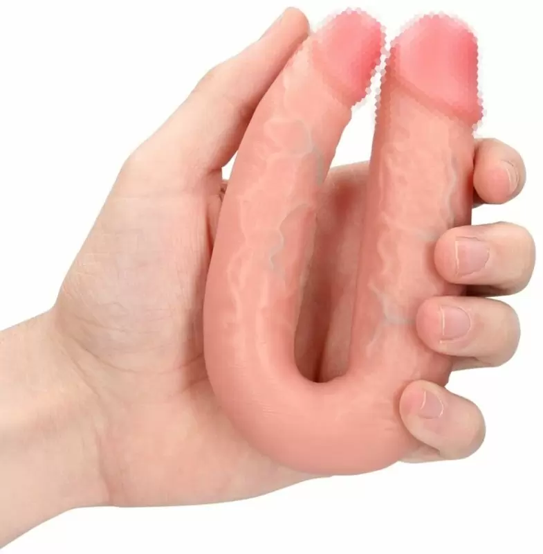 Реалистичный двусторонний фаллоимитатор в виде подковы Shots Toys U Shaped Double Dildo, с набухшими венами, ПВХ, 12,7 см х 3,2 см
