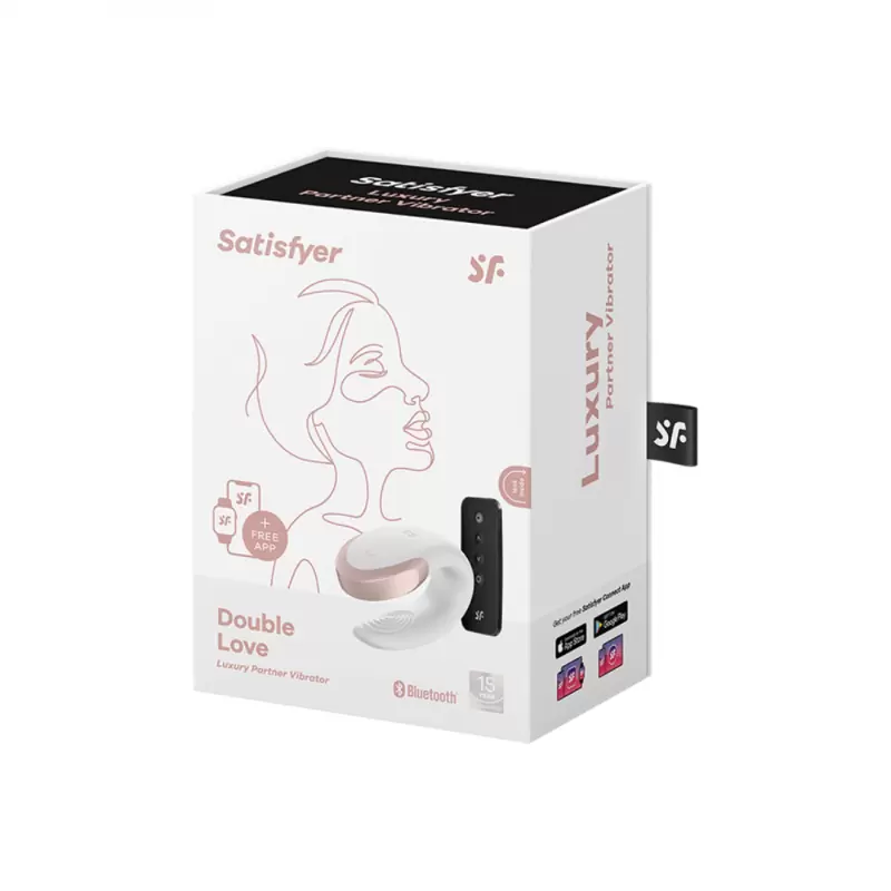 Парный вибратор Satisfyer Double Love с возможностью управления через пульт и приложение (белый)