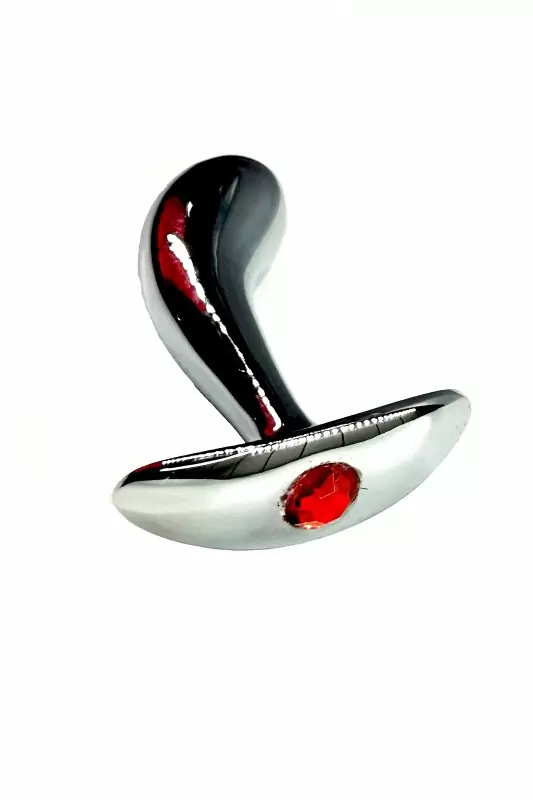 Изогнутая анальная пробка Kanikule с красным кристаллом — диаметр 2 см, размер S