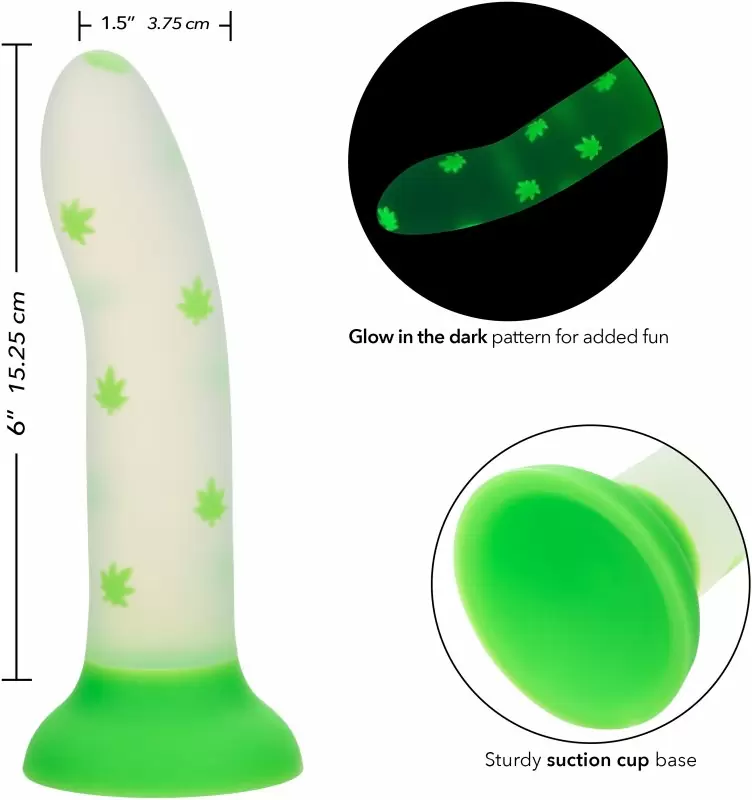 Светящийся фаллоимитатор California Exotic Novelties Glow Stick Leaf, 15,2 см, силикон, белый с зелёным