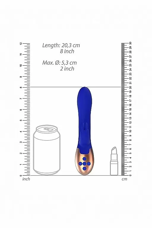 Вибромассажер кролик с вибрацией и функцией нагрева Opulent (синий)
