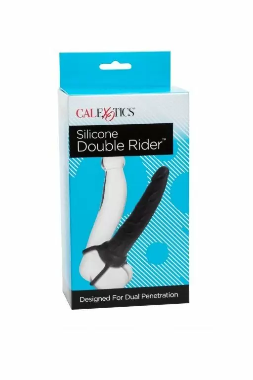 Реалистичный страпон для двойного проникновения California Exotic Novelties Silicone Double Rider, 14 см, силикон, черный