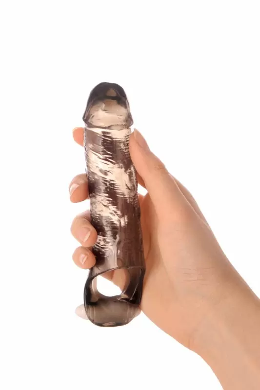 Увеличивающая вибронасадка TOYFA XLover с петлей на мошонку — 12,5 см, серая