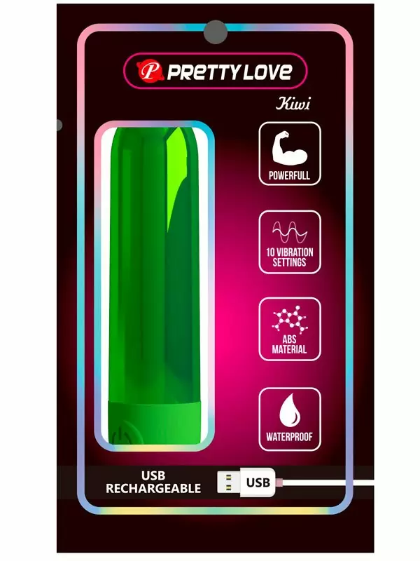 Перезаряжаемая вибропуля Baile Kiwi, 10 режимов, 8 см, зеленая