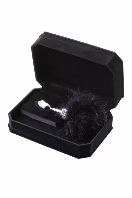 Маленькая анальная втулка с опушкой TOYFA Metal – чёрный