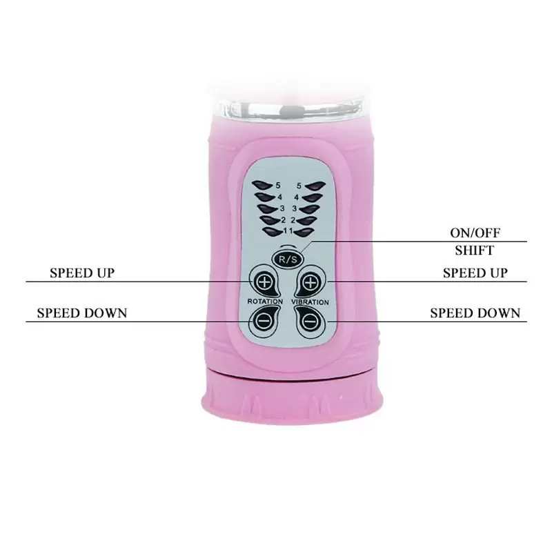 Мультискоростной хай-тек вибромассажер-ротатор со стимуляцией клитора Passion Cute Bunny – розовый 
