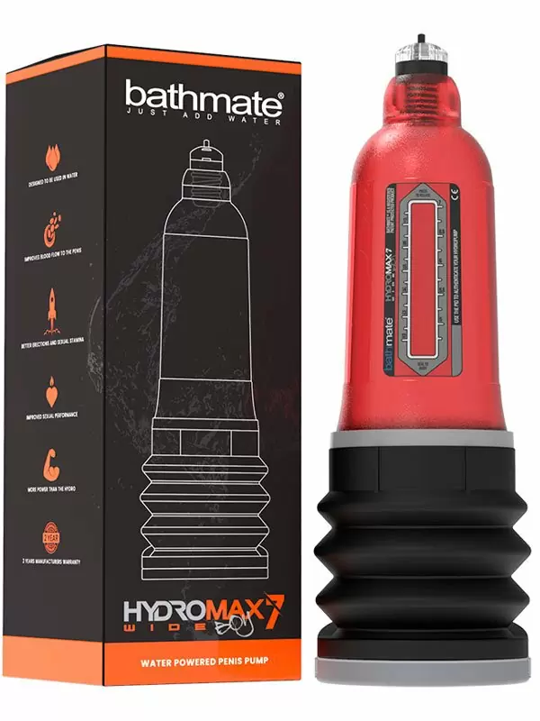 Гидропомпа Bathmate Hydromax7 Wide Boy brilliant, для мужчин с размером до 17,5 см, красная