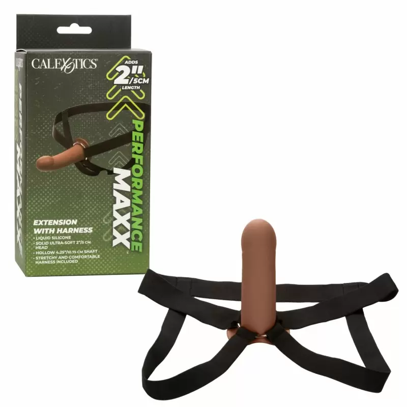 Фаллопротез California Exotic Novelties Performance Maxx Extension with Harness — 16 см, силикон, коричневый
