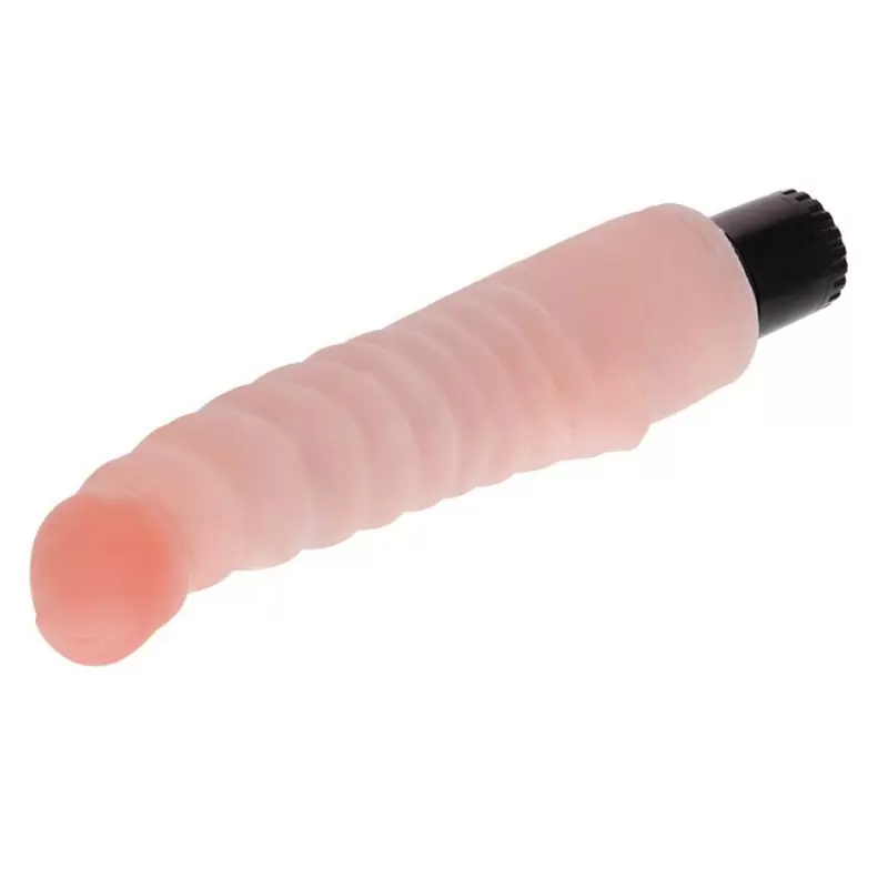 Водонепроницаемый полуреалистичный вибромассажер со спиральным рельефом The Realistic Cock – телесный