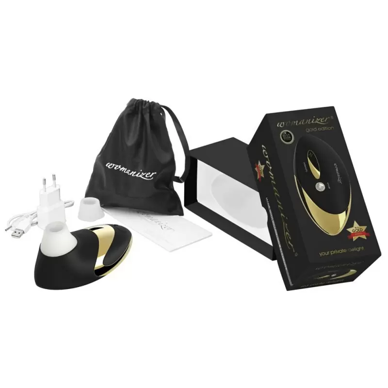 Бесконтактный клиторальный стимулятор Womanizer Pro – черный с золотом