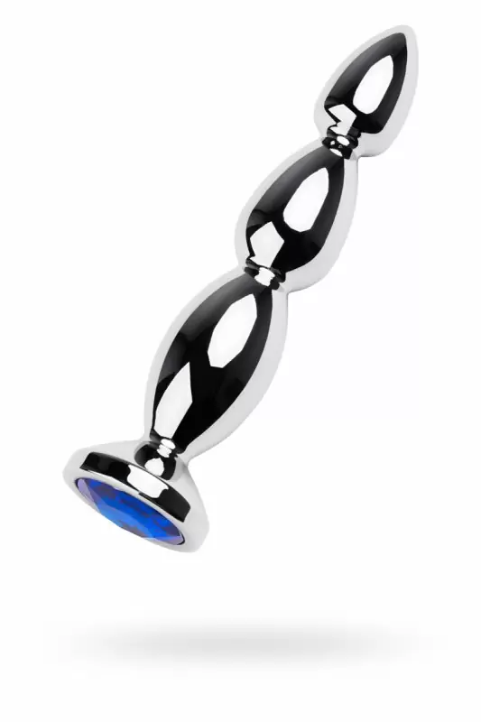 Большая металлическая анальная пробка TOYFA с кристаллом цвета сапфира - серебристый с синим