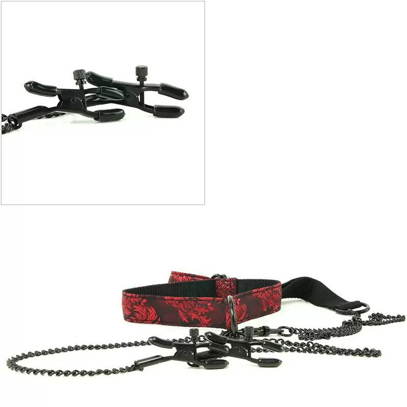 Набор для эротических игр Scandal Submissive Kit: ошейник с зажимами, наручники и маска