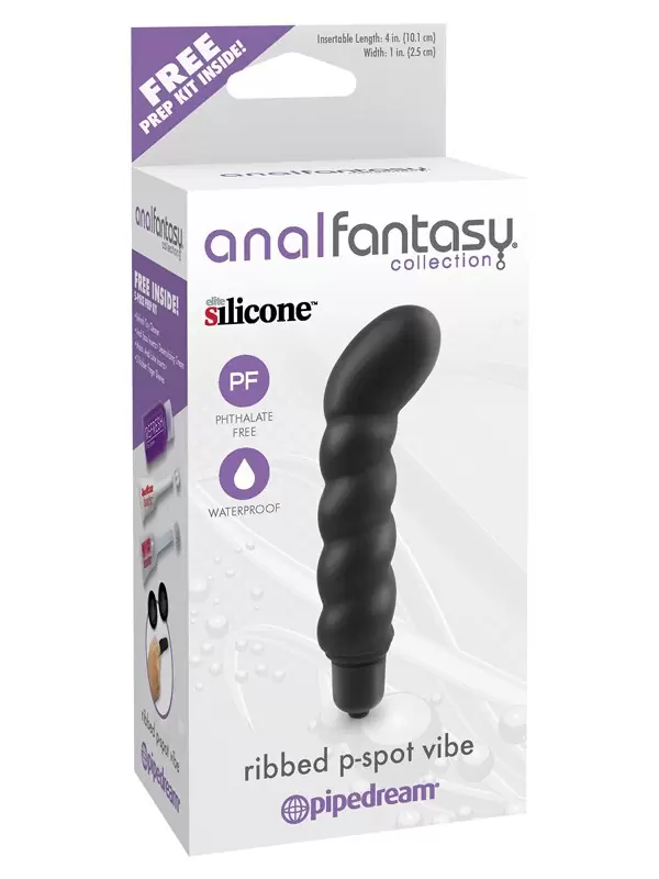 Ребристый стимулятор простаты Ribbed P-Spot Vibe с вибрацией – черный