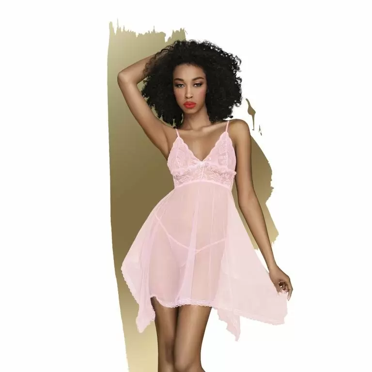 Полупрозрачный пеньюар с трусиками в комплекте 