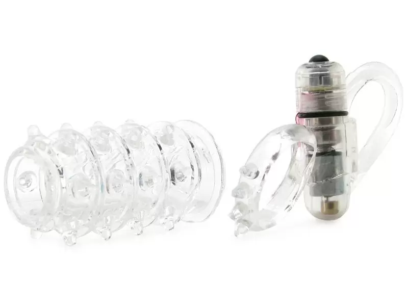 Эрекционное вибро-кольцо с петлей для мошонки Guardian - Clear