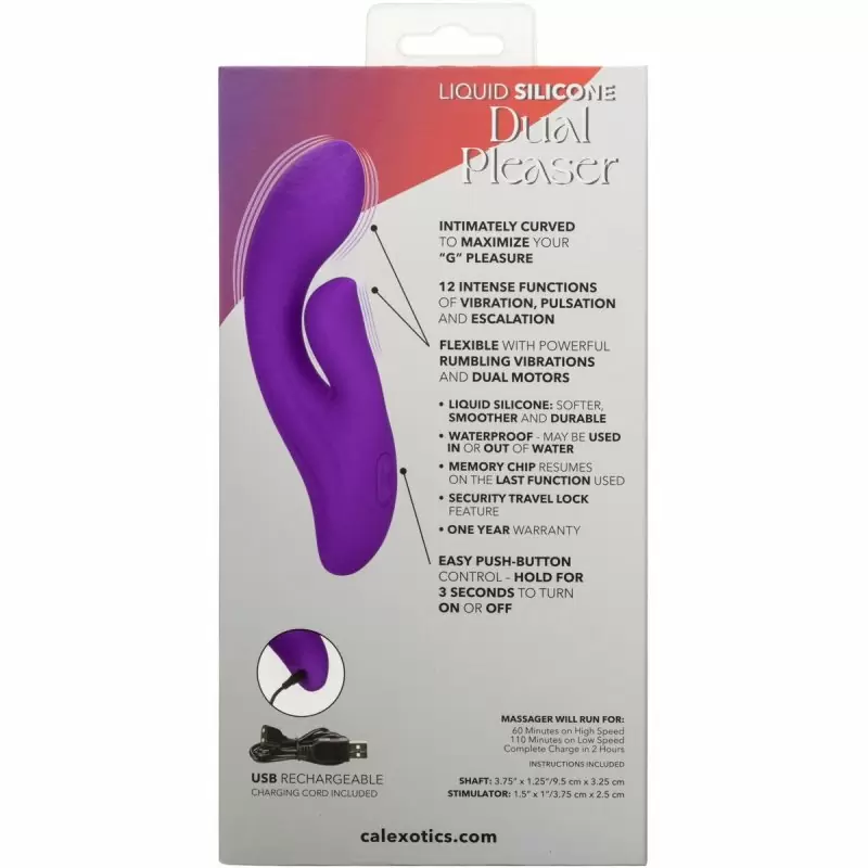 Изогнутый вибратор-кролик Stella Liquid Silicone Dual Pleaser, 17,25 см, силикон, фиолетовый