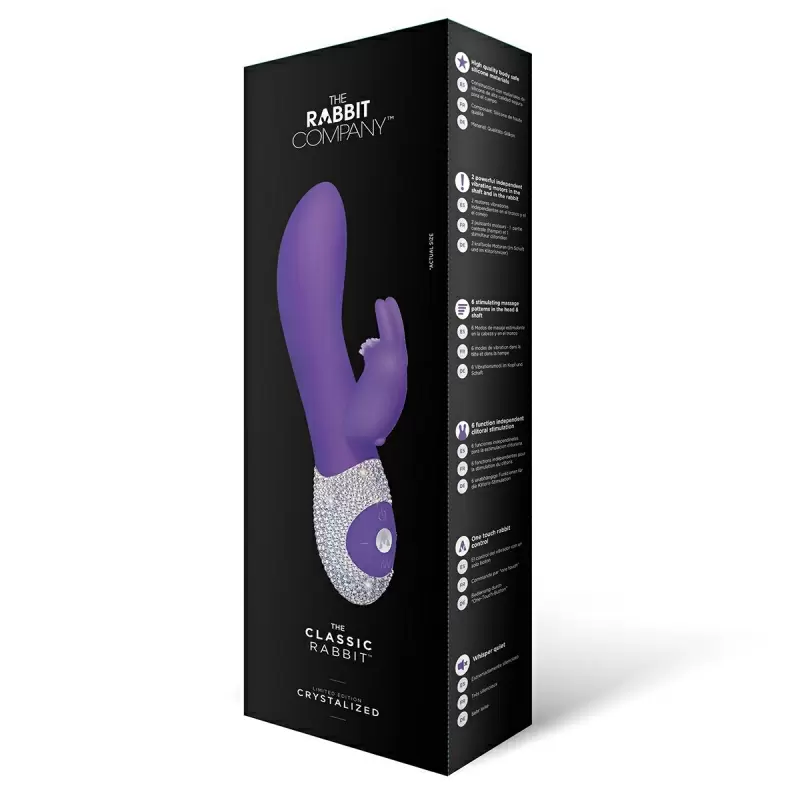 Великолепный вибромассажёр с кристаллами The Rabbit Company The Classic Rabbit Crystalized – фиолетовый