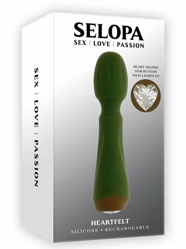 Компактный вибратор Evolved Heartfelt, 13,4 см, с кристаллом, 10 режимов, силикон, хаки