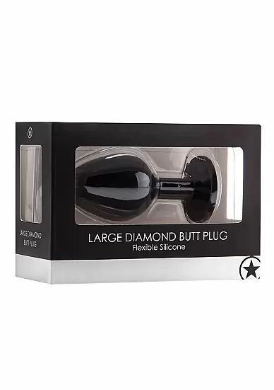Анальная пробка с кристаллом Regular Diamond Butt Plug (Large) черная