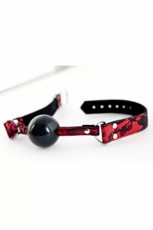 Силиконовый кляп на кружевном ремешке 78 см TOYFA Marcus – красный