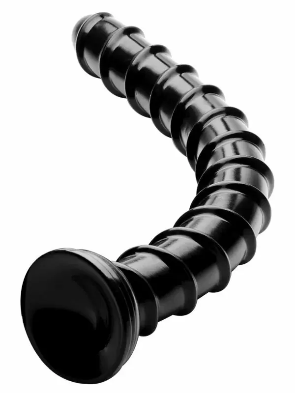 Огромный фаллоимитатор Anal Snake Dildo, ребристый, 50,8 см, ПВХ, черный