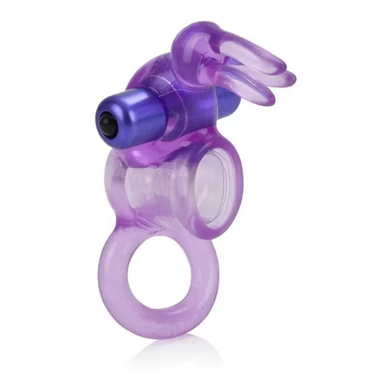 Кольцо Basic Essential Triple Tickler с вибрацией и петлей на мошонку – фиолетовый