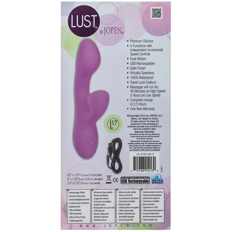 Вибромассажер Хай-Тек Lust by Jopen L17 – фиолетовый