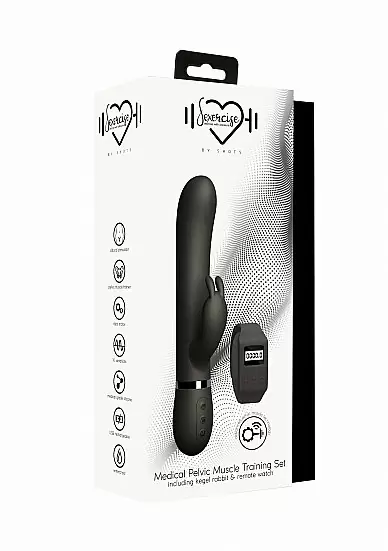 Вибратор-кролик Kegel Rabbit (Черный). 22.5 см, 10 режимов вибрации, АБС/силикон, водонепроницаемый