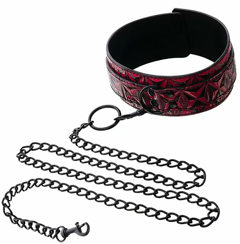 Ошейник с поводком TOYFA Theatre с 3D эффектом – красный с черным